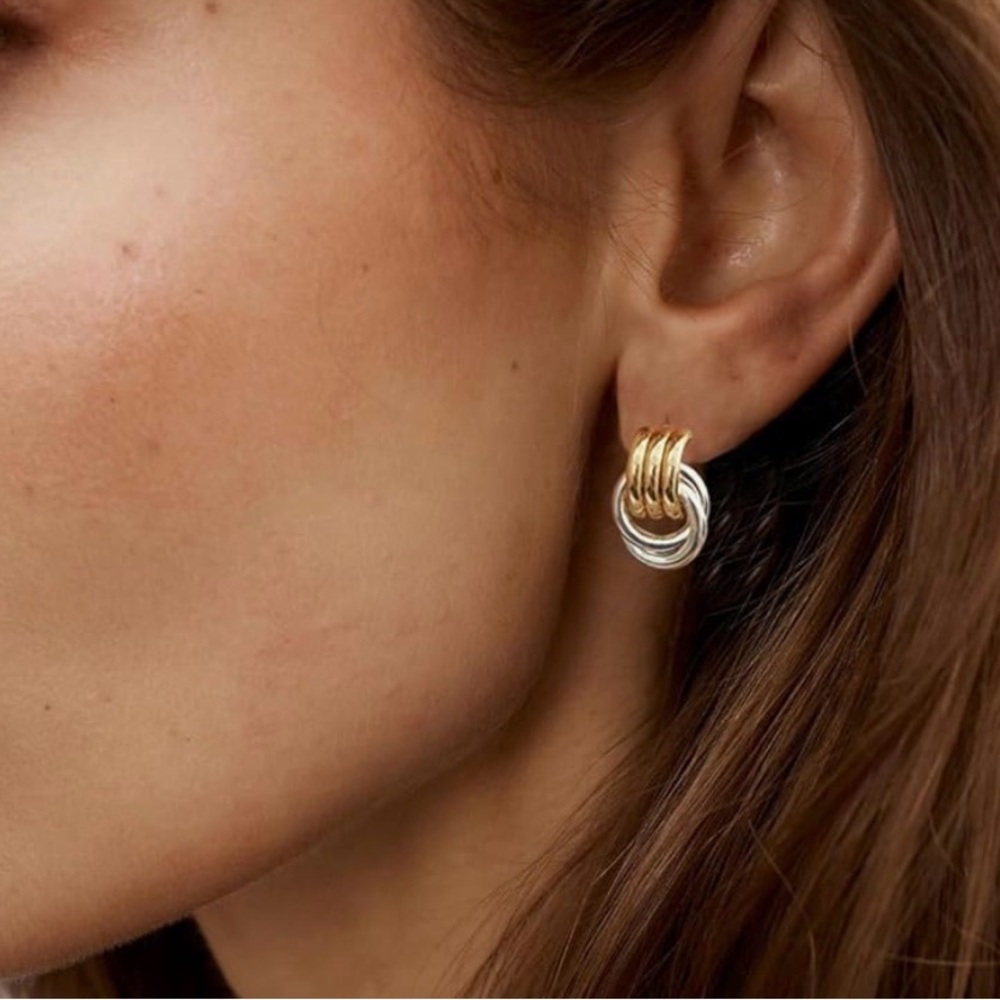 🆕Two Tone/Mixed Metal Gold and Silver Chunky Knot Earrings